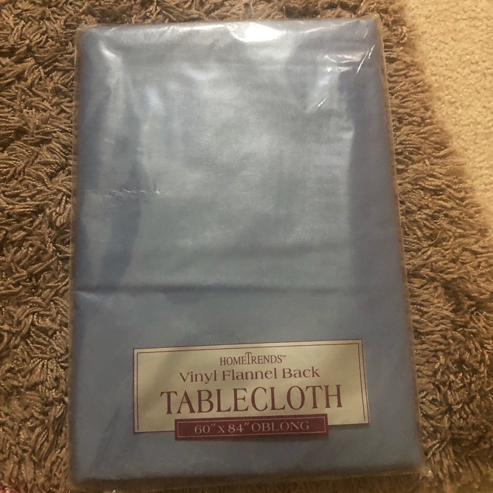 Home Trends Vinyl Flannel Back Tablecloth - Blue 60X80 oblong
